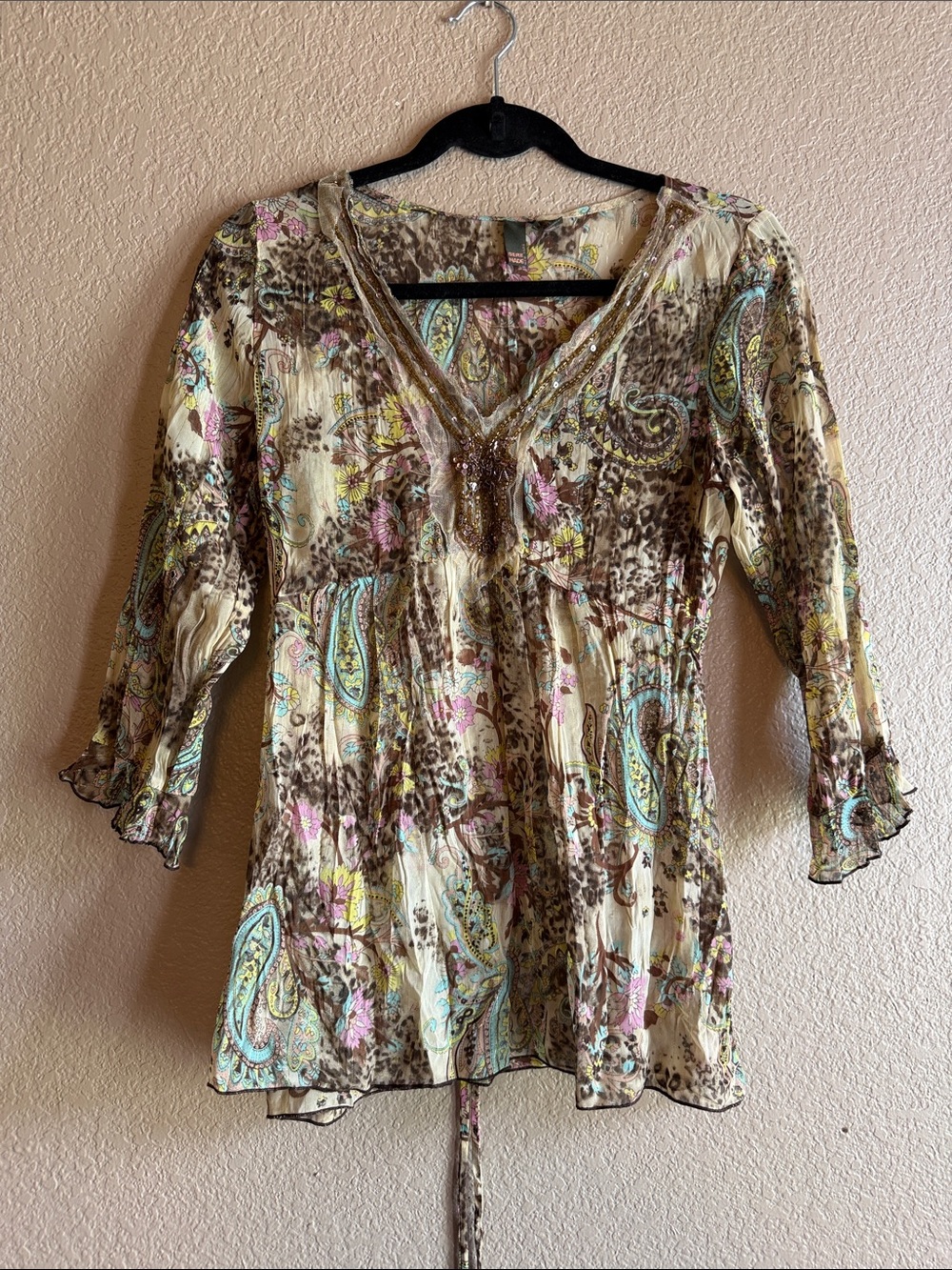 Boho Paisley V-Neck Y2K Top